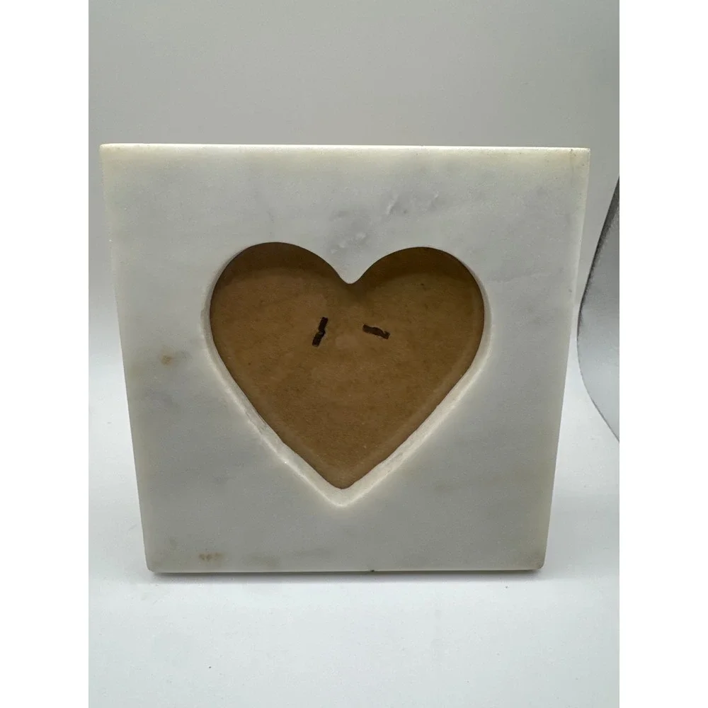 Cost Plus World Market White Marble Heart Picture Frame 5x5 Tabletop Decor